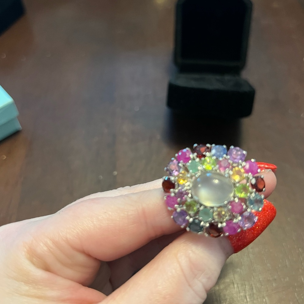 Multicolor Gemstone Silver Ring - image 3